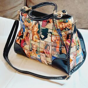 Vinyl Purse With Magazine Covers Obama Michelle Barak